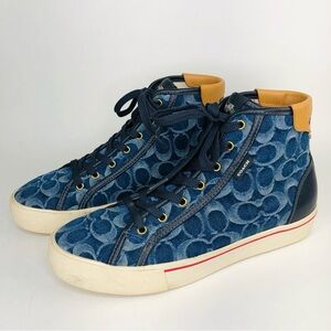 COACH Womens Citysole High Top Platform Sneakers US 8.5B CA509 Blue Denim READ!